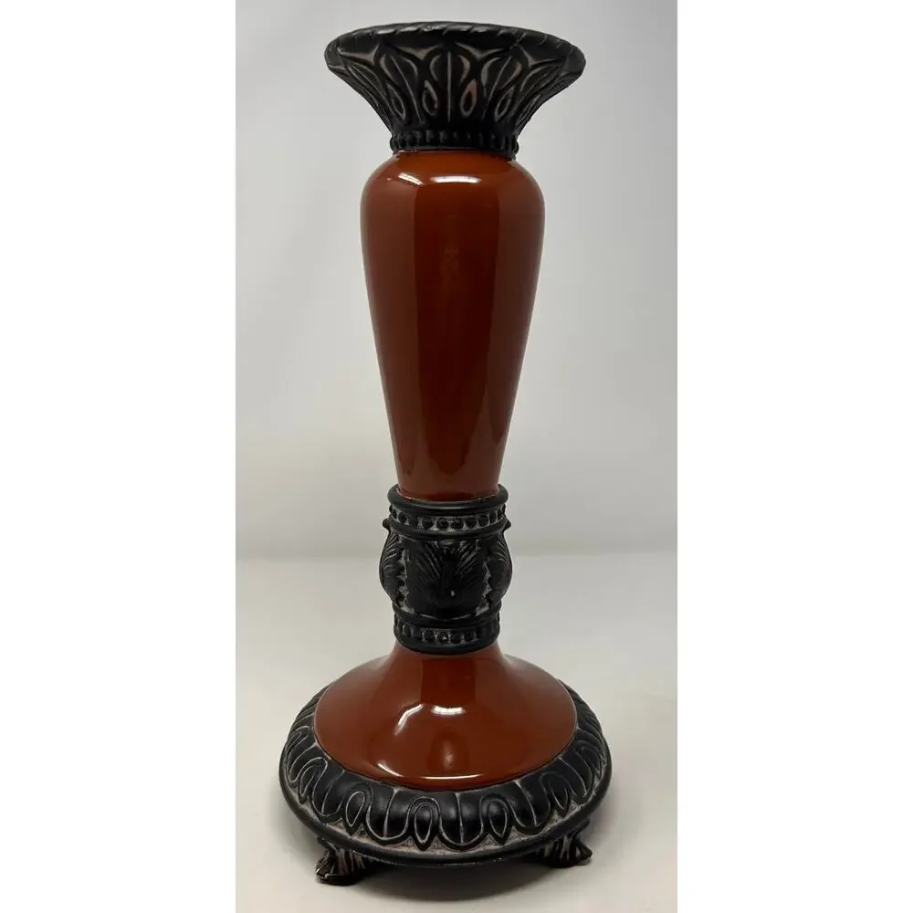 Nutmeg Small Candleholder‎ with Black Designs 13